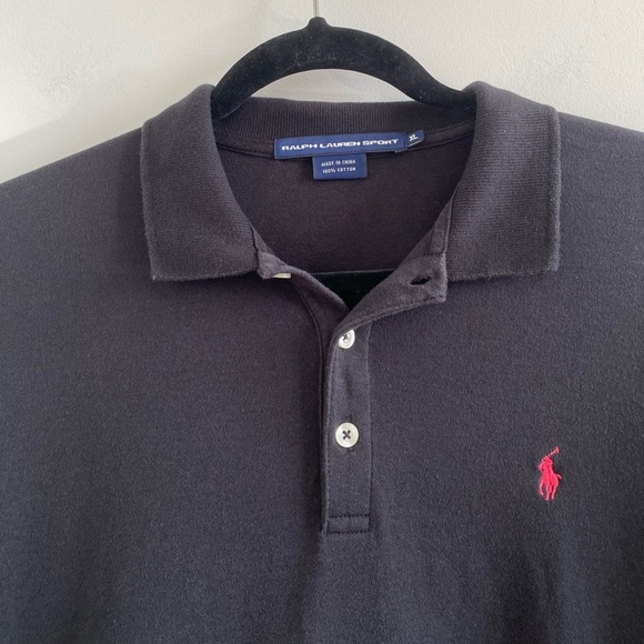 Ralph Lauren Sport Black Long Sleeve Polo Shirt Size XL - Picture 2 of 10